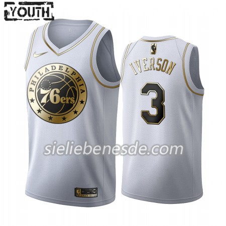 Kinder NBA Philadelphia 76ers Trikot Allen Iverson 3 Nike 2019-2020 Weiß Golden Edition Swingman